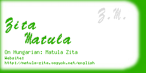 zita matula business card